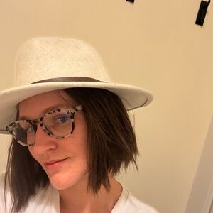 Free People Cream Fedora Hat with Brown Band